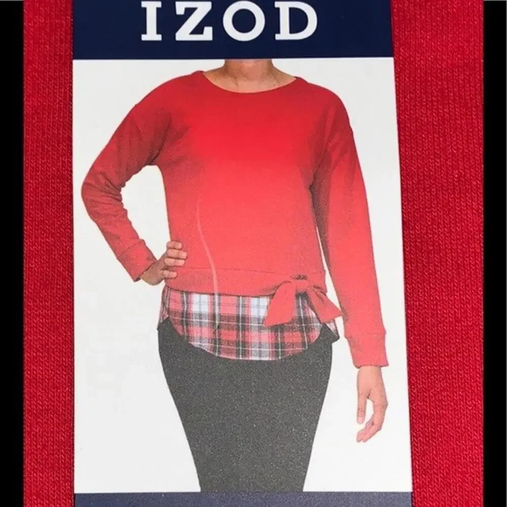Izod Womens Tie Front 2-Fer Top Size M - Picture 4 of 5